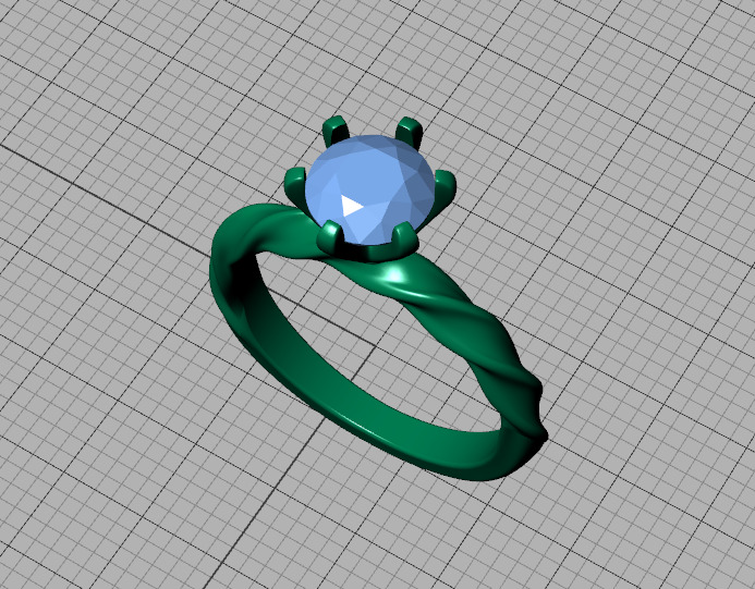 Olivia Twisted Solitaire Engagement Ring 1ct Diamond 3D model 3D print model_44