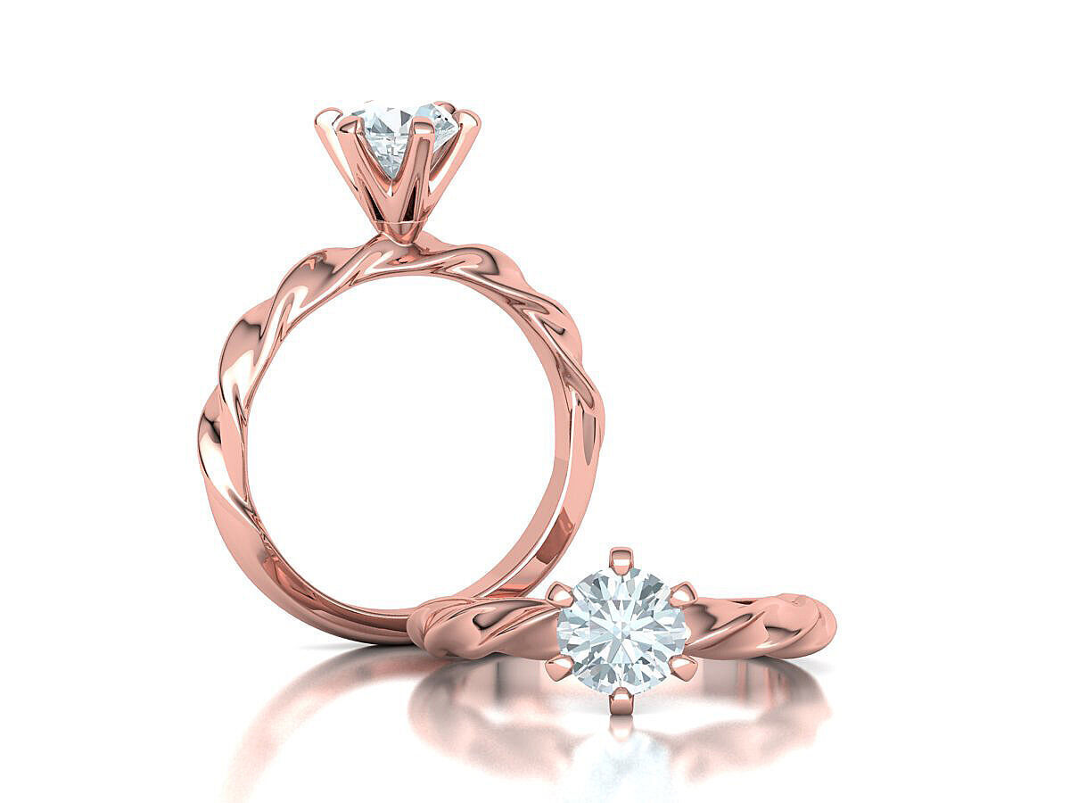 Olivia Twisted Solitaire Engagement Ring 1ct Diamond 3D model 3D print model_2