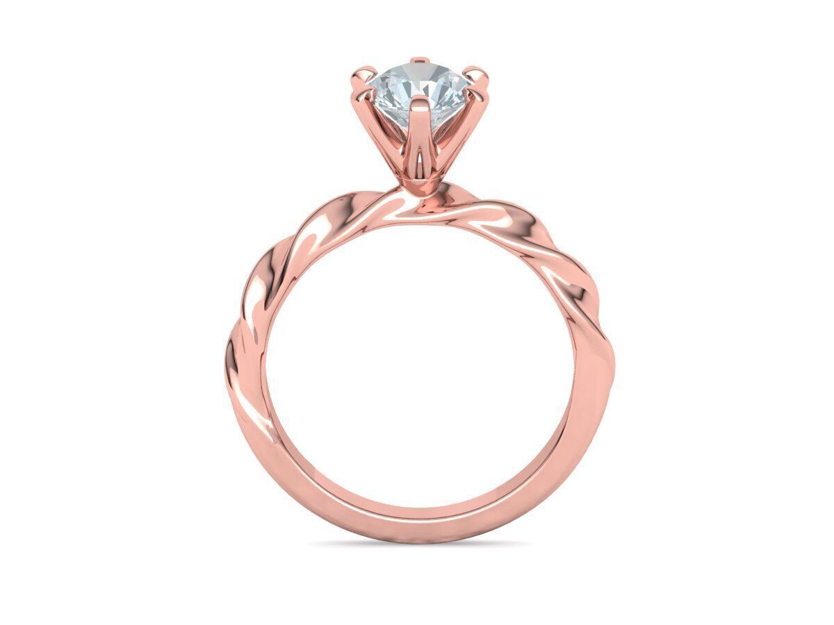 Olivia Twisted Solitaire Engagement Ring 1ct Diamond 3D model 3D print model_21