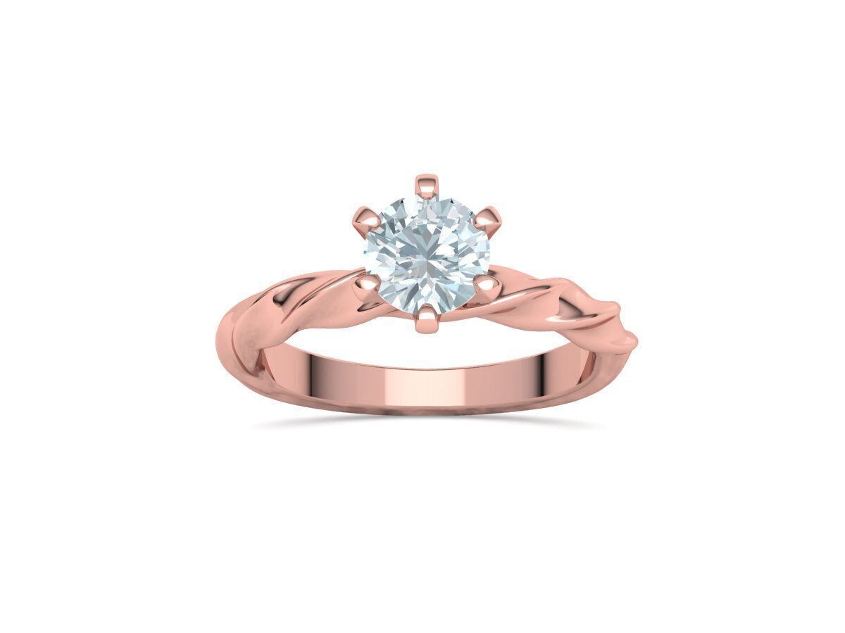 Olivia Twisted Solitaire Engagement Ring 1ct Diamond 3D model 3D print model_18