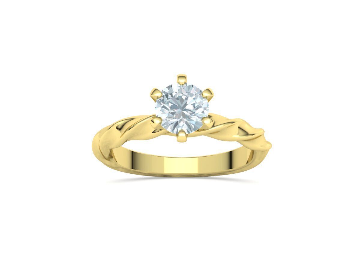Olivia Twisted Solitaire Engagement Ring 1ct Diamond 3D model 3D print model_19