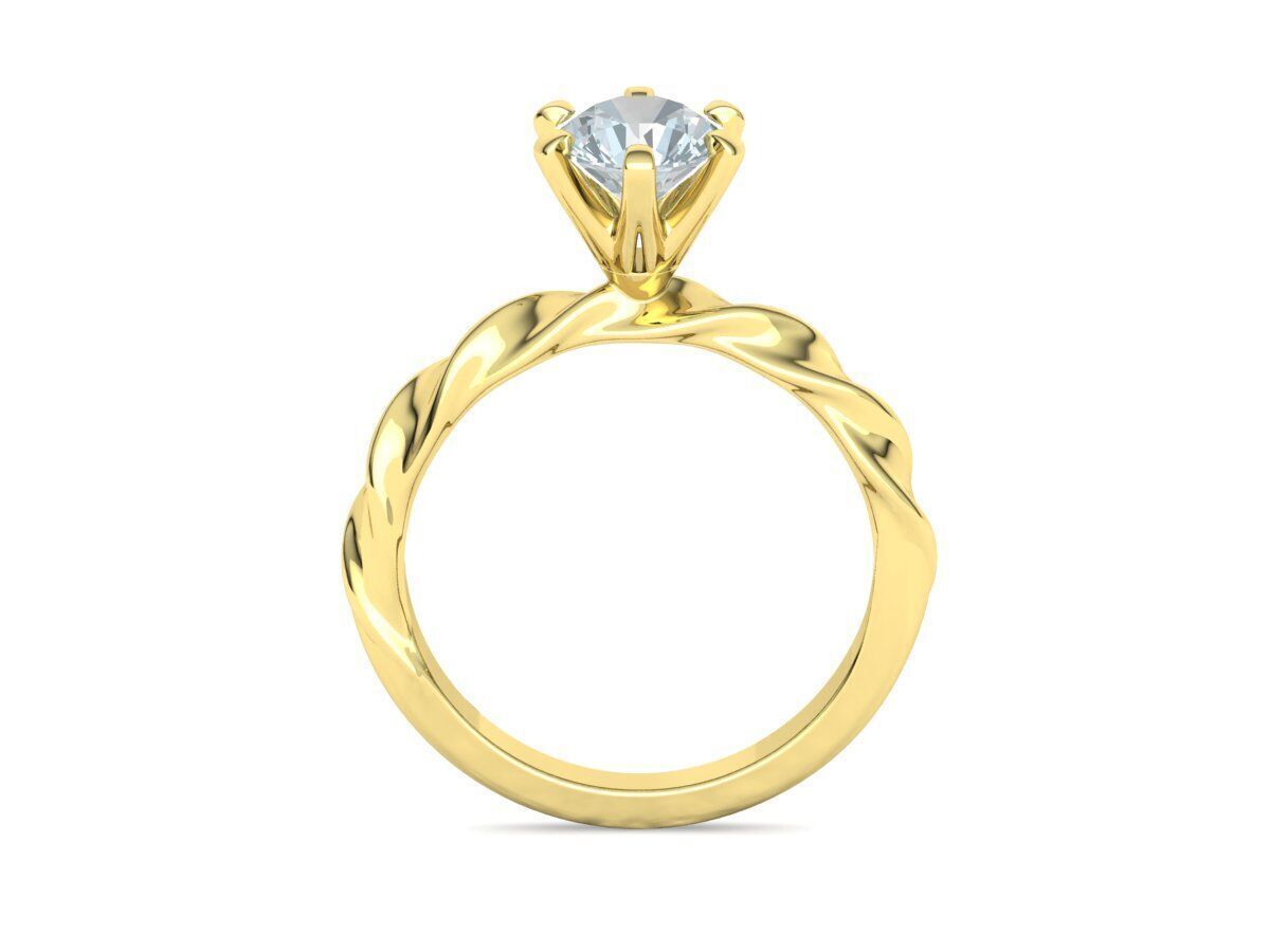 Olivia Twisted Solitaire Engagement Ring 1ct Diamond 3D model 3D print model_22