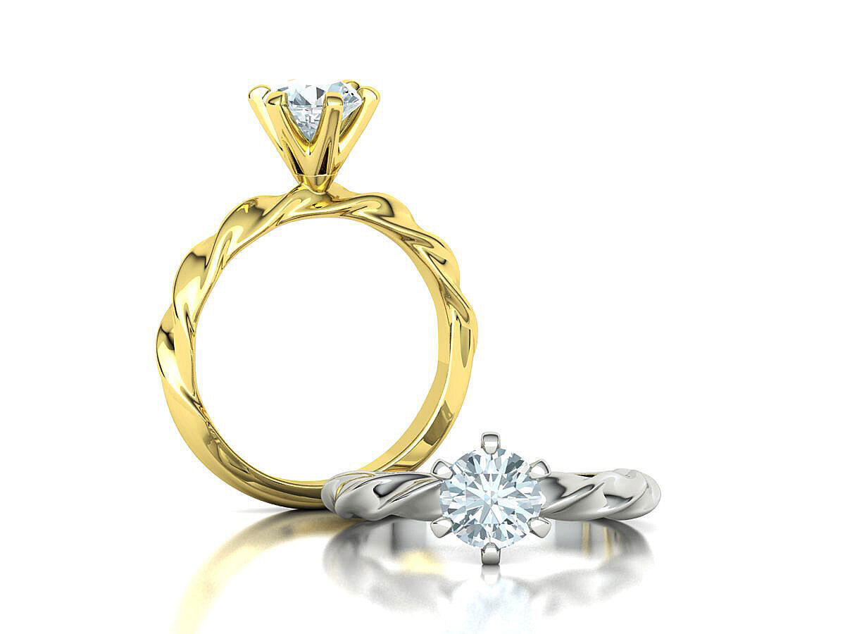 Olivia Twisted Solitaire Engagement Ring 1ct Diamond 3D model 3D print model_1