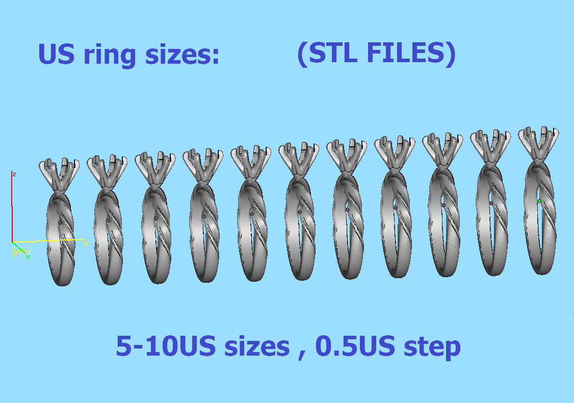 Olivia Twisted Solitaire Engagement Ring 1ct Diamond 3D model 3D print model_10