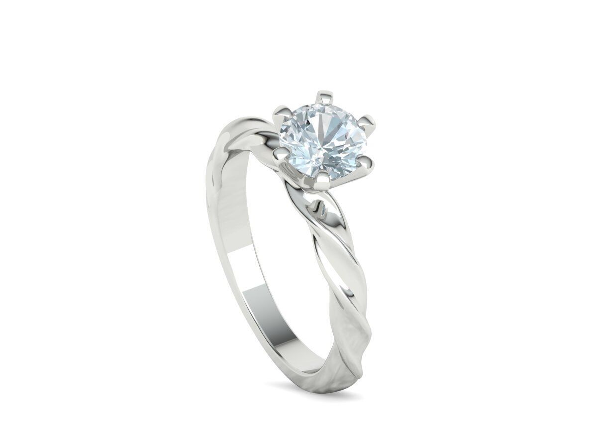 Olivia Twisted Solitaire Engagement Ring 1ct Diamond 3D model 3D print model_35
