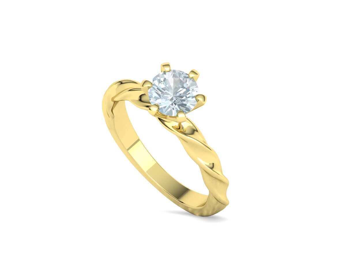 Olivia Twisted Solitaire Engagement Ring 1ct Diamond 3D model 3D print model_31