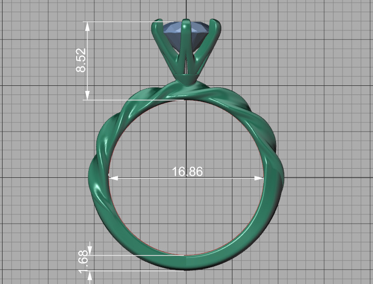 Olivia Twisted Solitaire Engagement Ring 1ct Diamond 3D model 3D print model_38