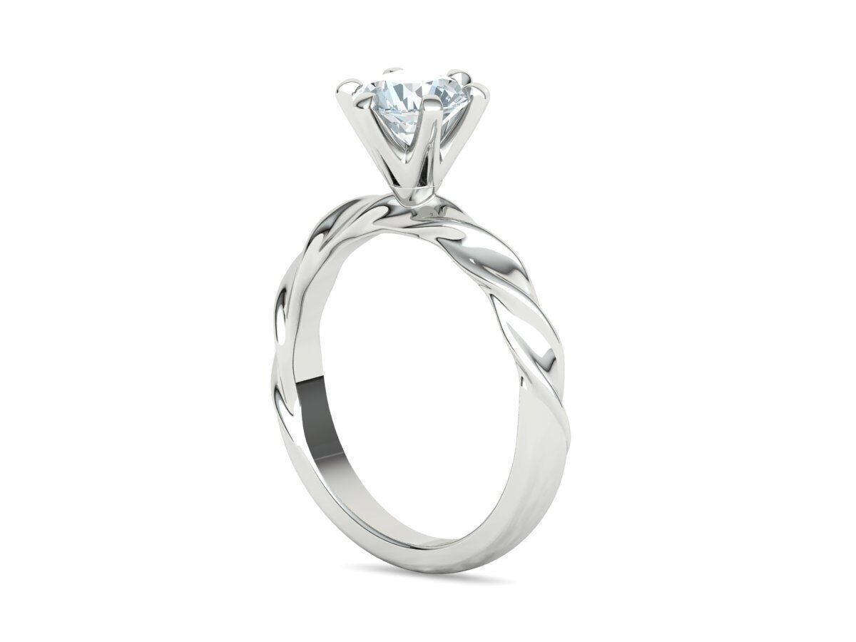 Olivia Twisted Solitaire Engagement Ring 1ct Diamond 3D model 3D print model_26