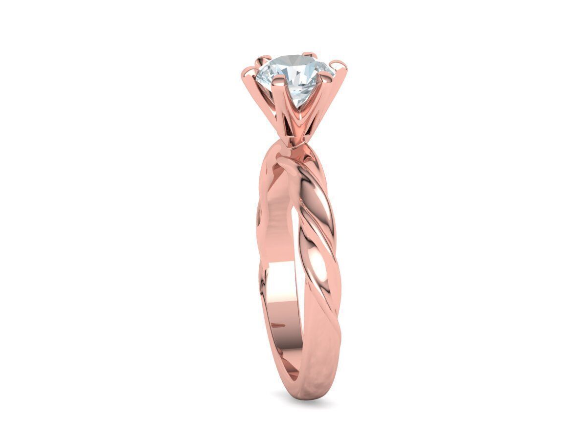 Olivia Twisted Solitaire Engagement Ring 1ct Diamond 3D model 3D print model_27