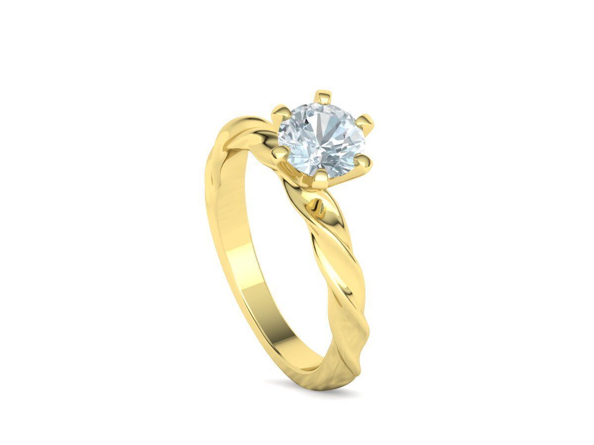 Olivia Twisted Solitaire Engagement Ring 1ct Diamond 3D model 3D print model_34