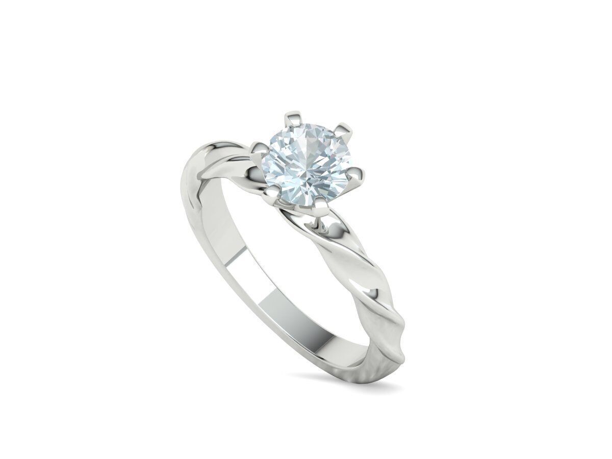 Olivia Twisted Solitaire Engagement Ring 1ct Diamond 3D model 3D print model_32