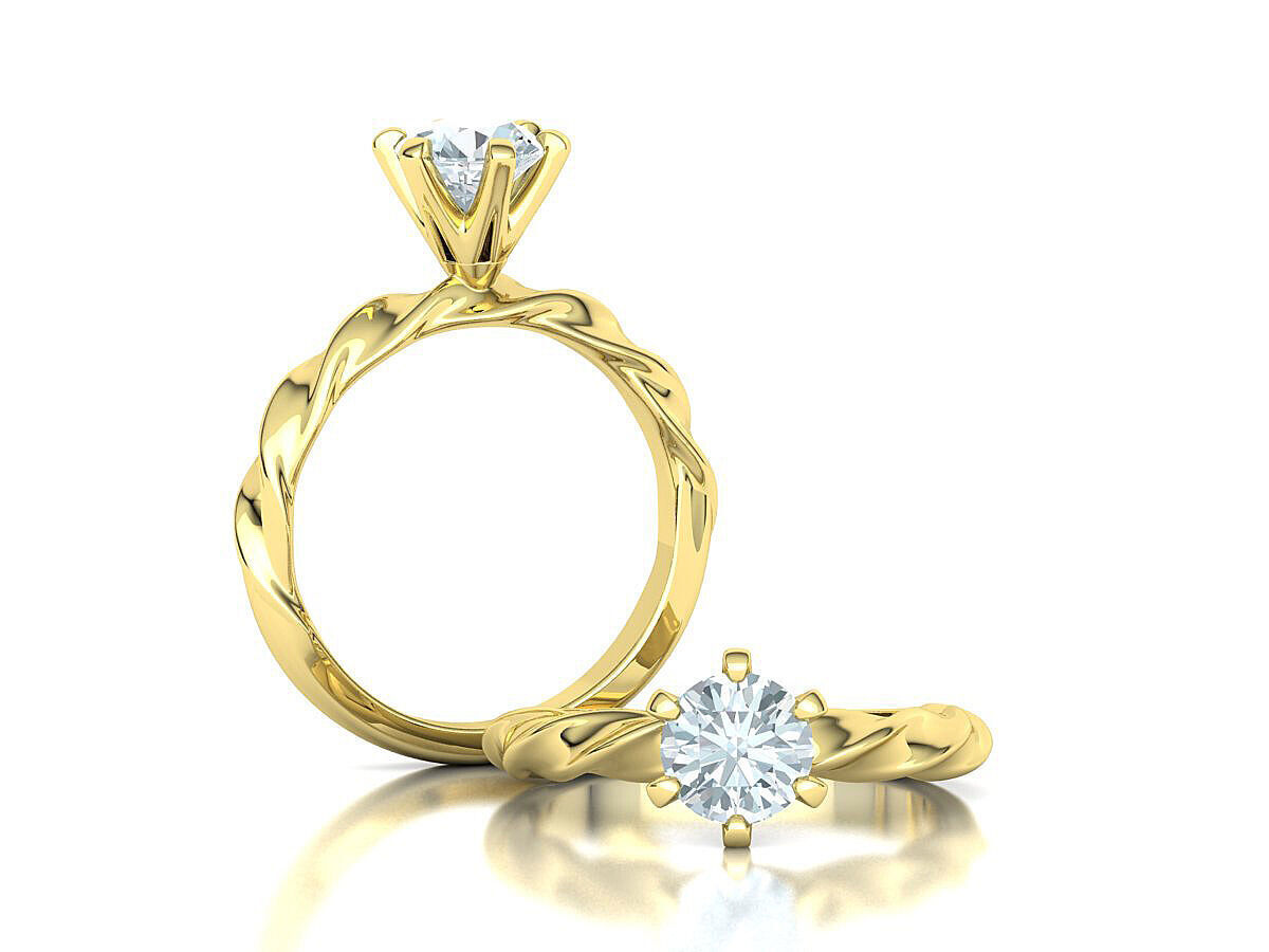 Olivia Twisted Solitaire Engagement Ring 1ct Diamond 3D model 3D print model_3