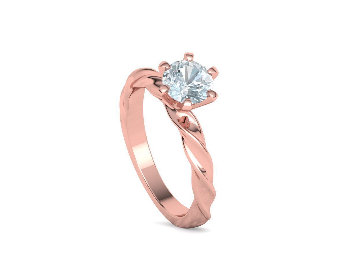 Olivia Twisted Solitaire Engagement Ring 1ct Diamond 3D model 3D print model_33