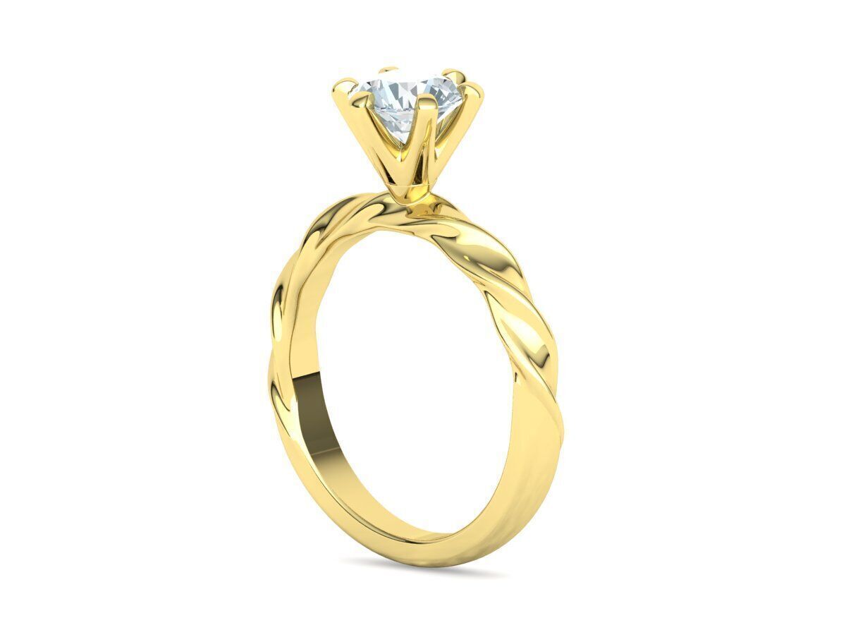 Olivia Twisted Solitaire Engagement Ring 1ct Diamond 3D model 3D print model_25