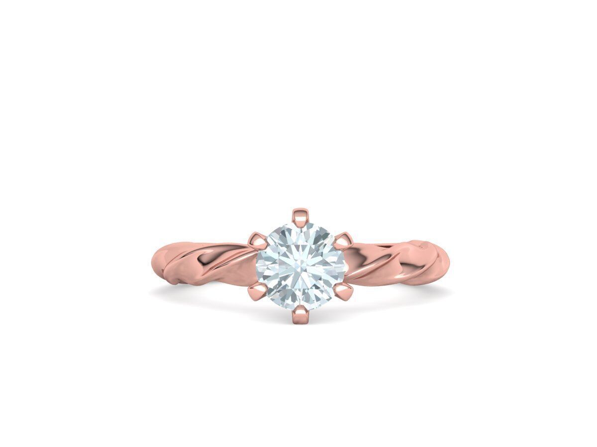 Olivia Twisted Solitaire Engagement Ring 1ct Diamond 3D model 3D print model_15