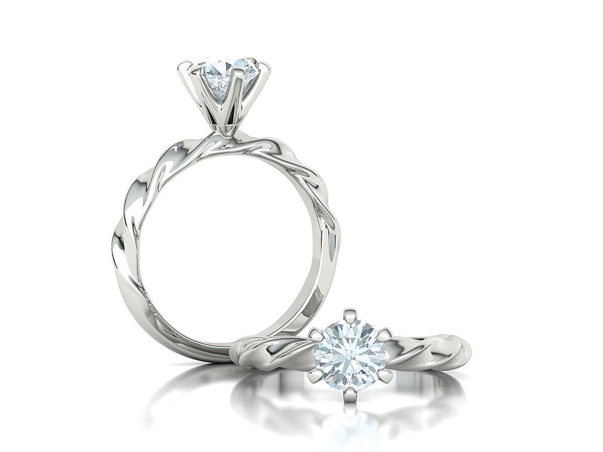 Olivia Twisted Solitaire Engagement Ring 1ct Diamond 3D model 3D print model_4