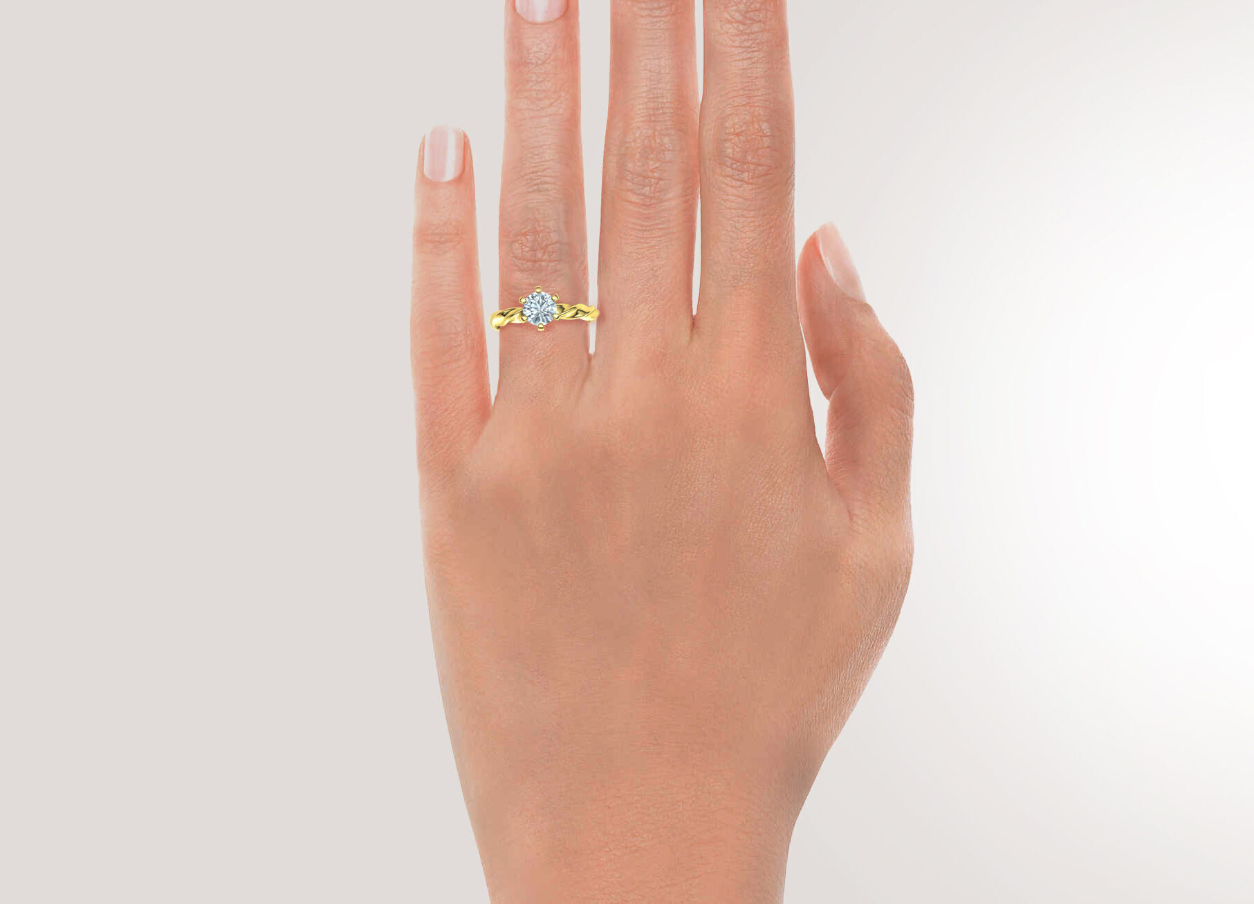 Olivia Twisted Solitaire Engagement Ring 1ct Diamond 3D model 3D print model_6