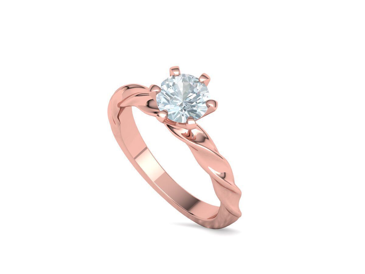 Olivia Twisted Solitaire Engagement Ring 1ct Diamond 3D model 3D print model_30