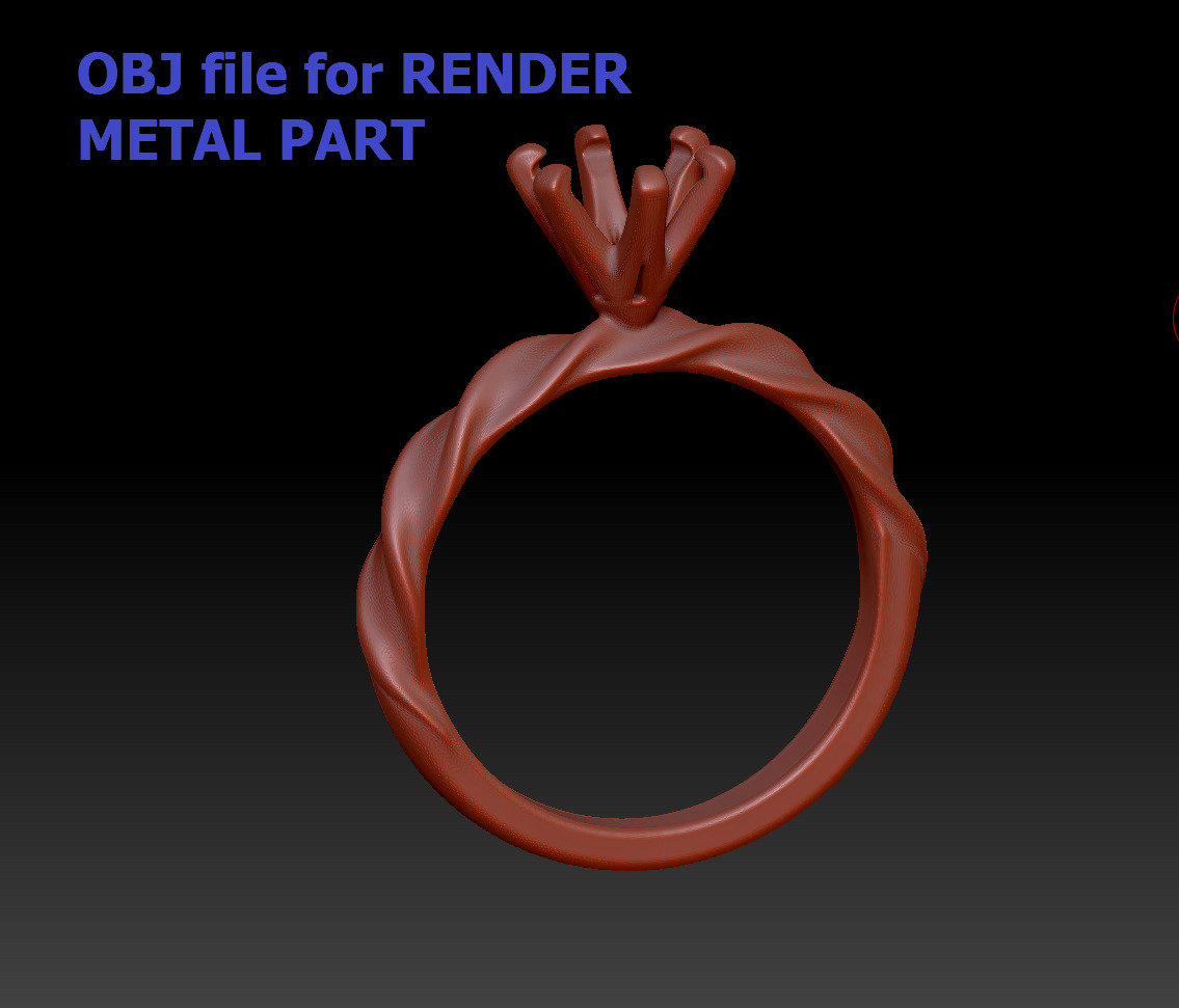 Olivia Twisted Solitaire Engagement Ring 1ct Diamond 3D model 3D print model_43