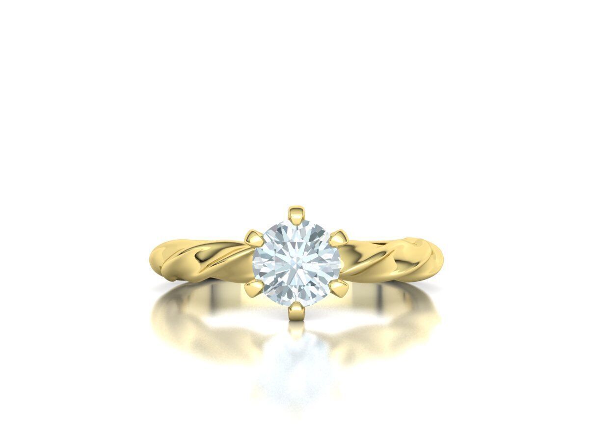 Olivia Twisted Solitaire Engagement Ring 1ct Diamond 3D model 3D print model_13
