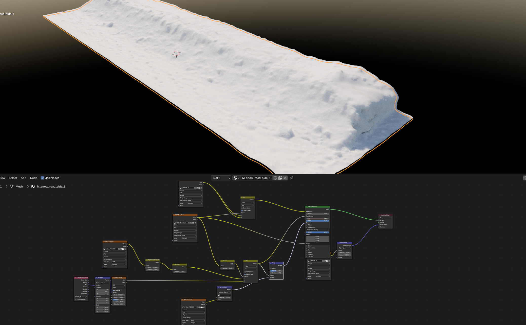 Snowdrift by the road 3D model_6