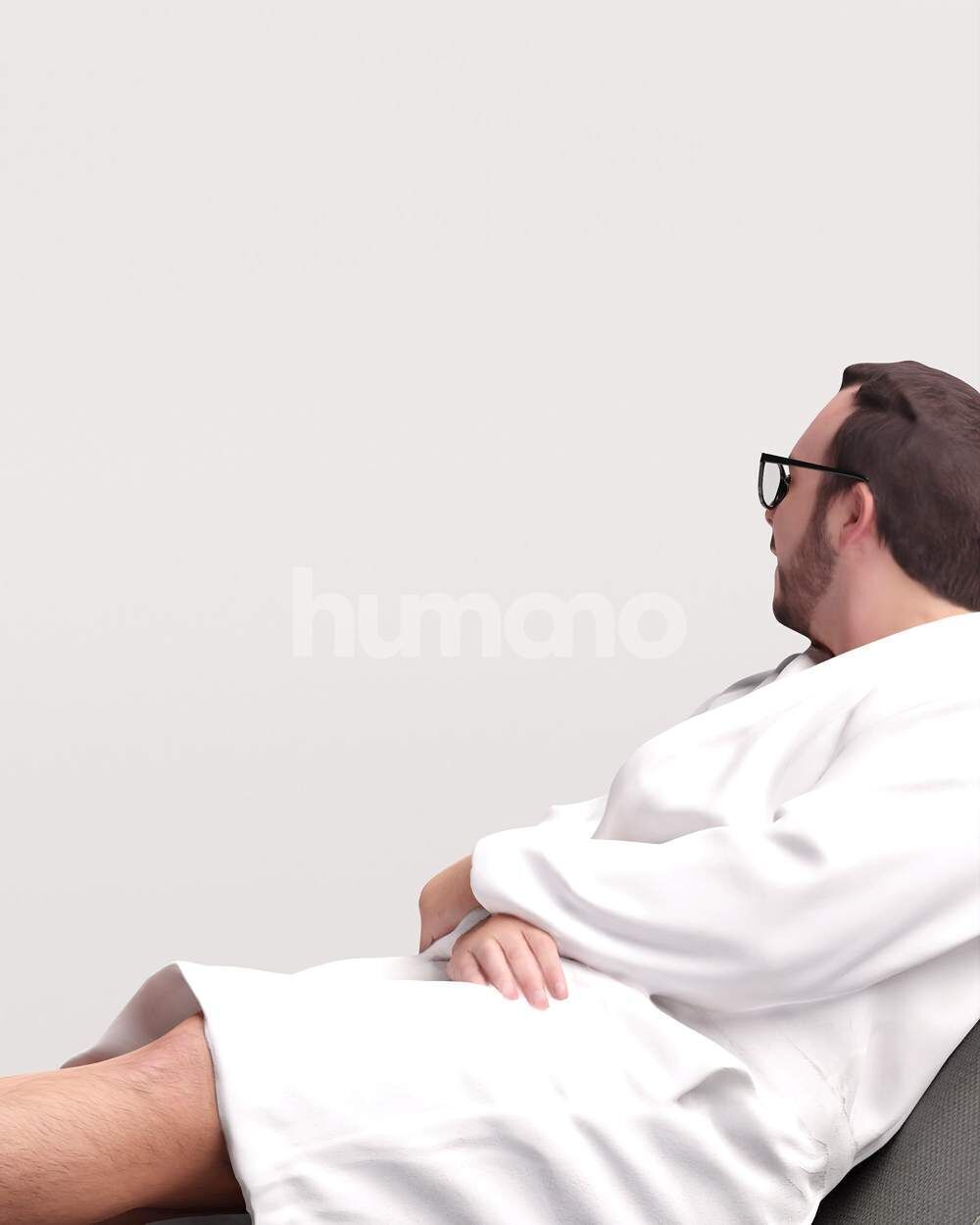 Humano Man in bathrone lying on sunbed Spa -2508-058-7659 3D model_10