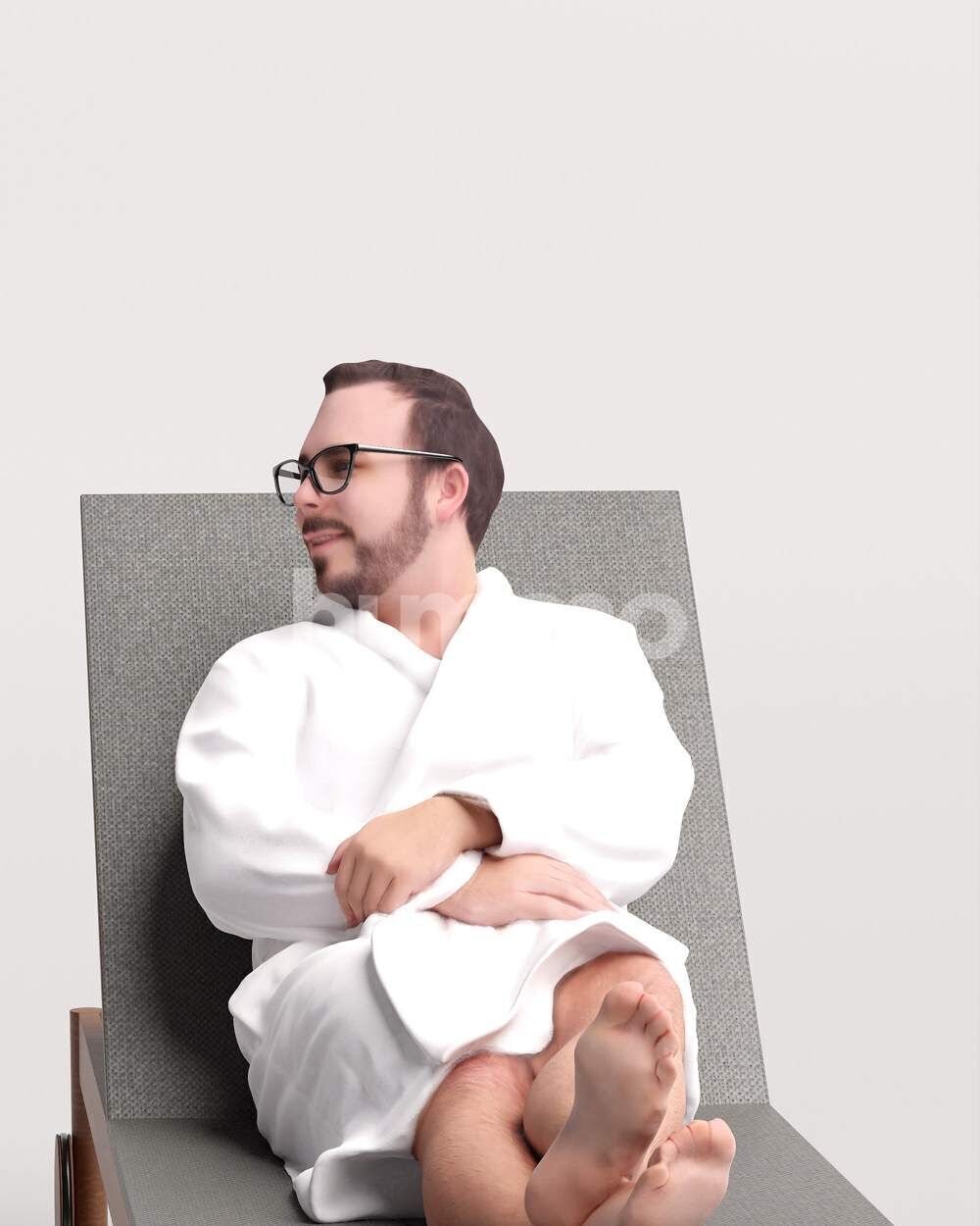 Humano Man in bathrone lying on sunbed Spa -2508-058-7659 3D model_9