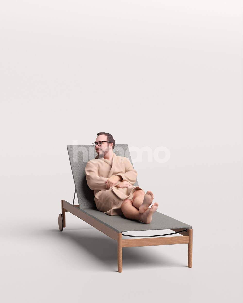 Humano Man in bathrone lying on sunbed Spa -2508-058-7659 3D model_12