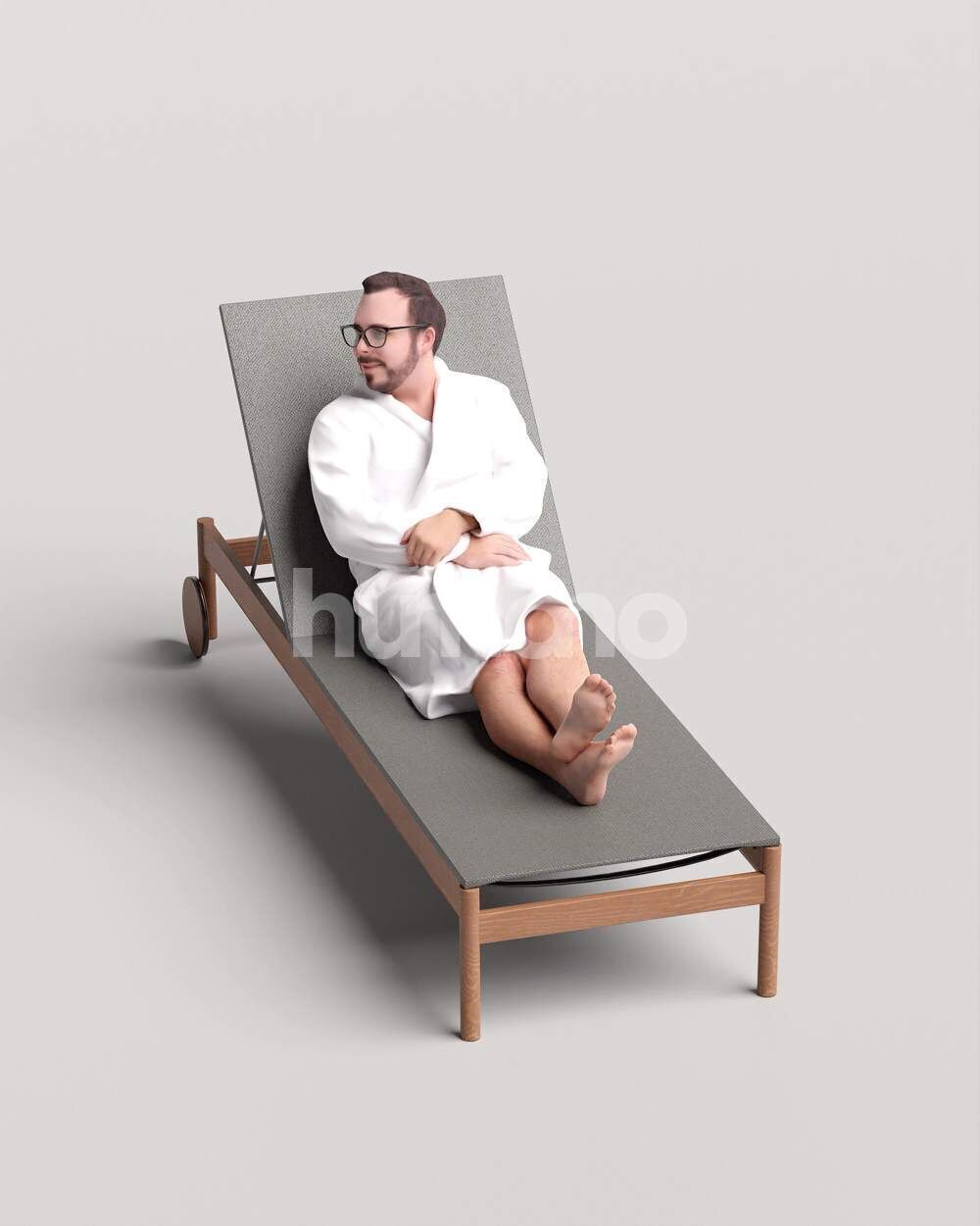Humano Man in bathrone lying on sunbed Spa -2508-058-7659 3D model_11