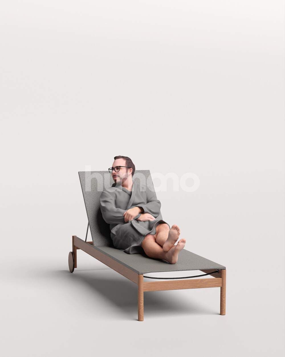 Humano Man in bathrone lying on sunbed Spa -2508-058-7659 3D model_14