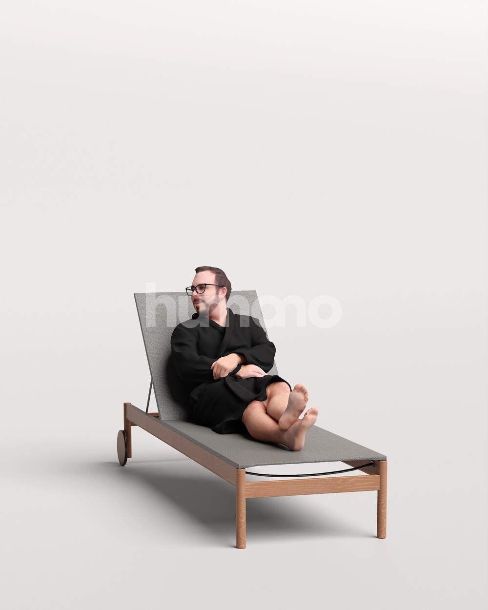 Humano Man in bathrone lying on sunbed Spa -2508-058-7659 3D model_13