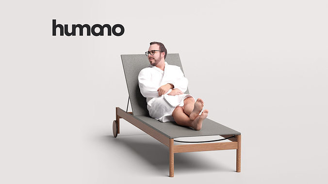 Humano Man in bathrone lying on sunbed Spa -2508-058-7659 3D model