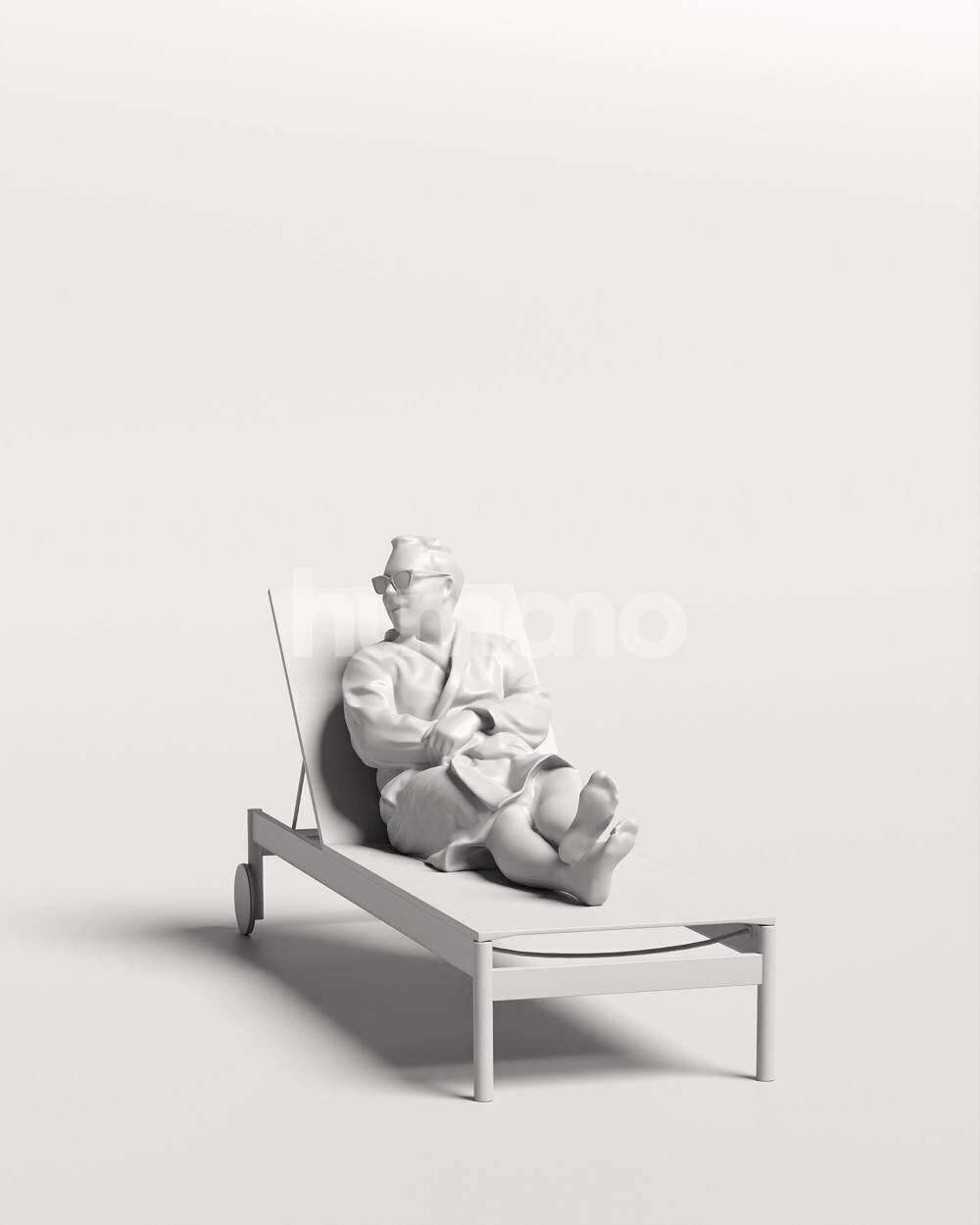 Humano Man in bathrone lying on sunbed Spa -2508-058-7659 3D model_3