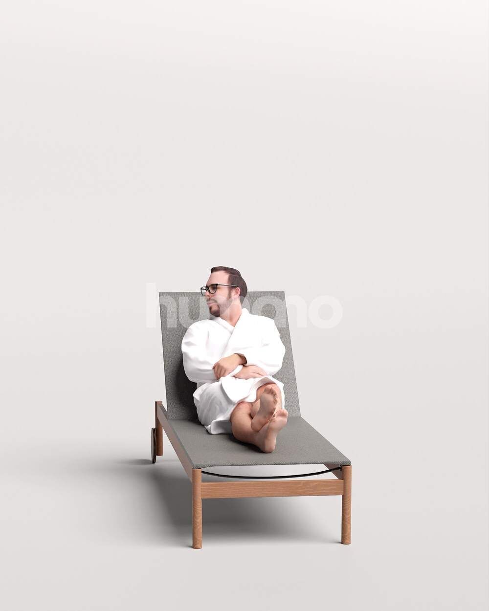 Humano Man in bathrone lying on sunbed Spa -2508-058-7659 3D model_6