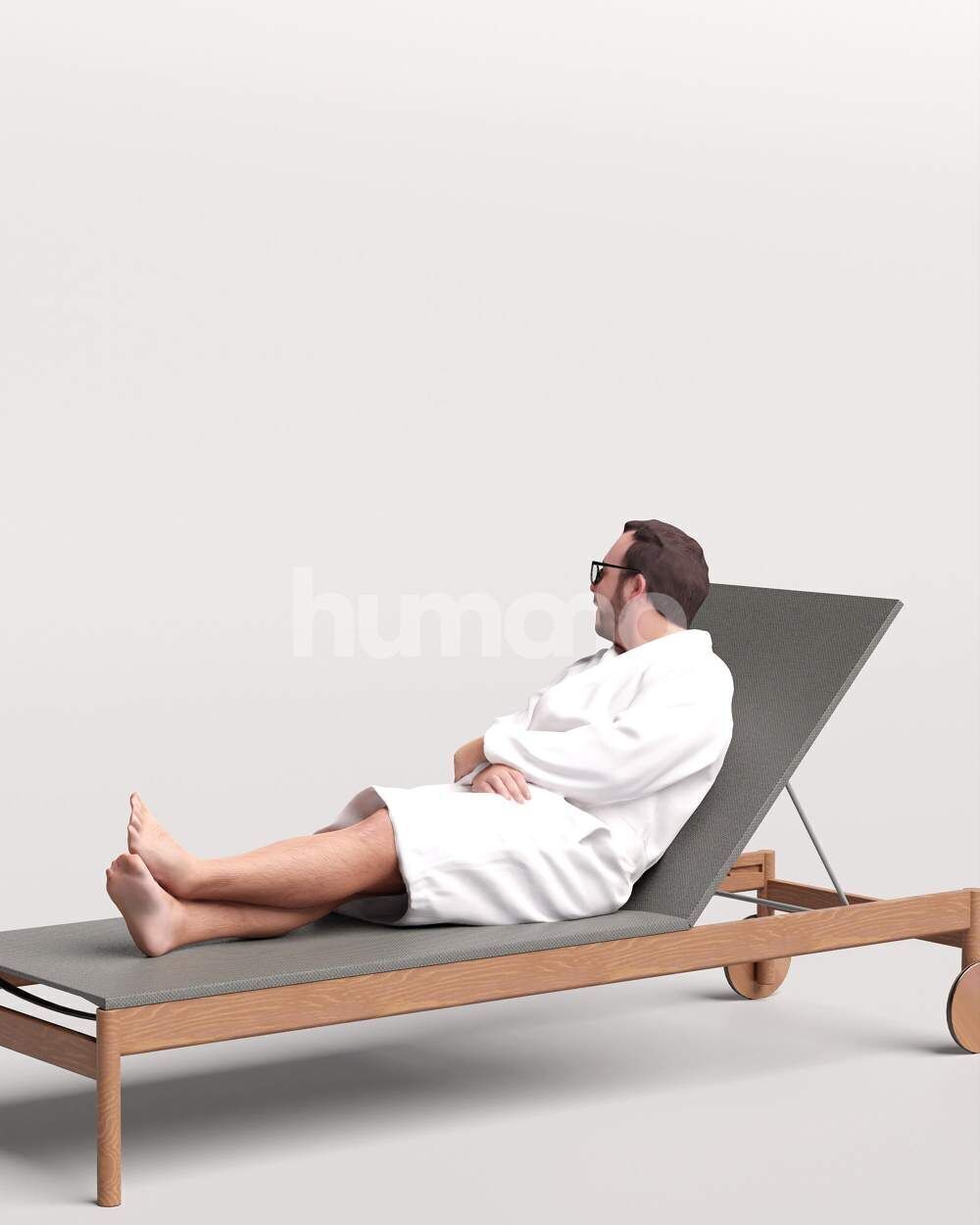 Humano Man in bathrone lying on sunbed Spa -2508-058-7659 3D model_8