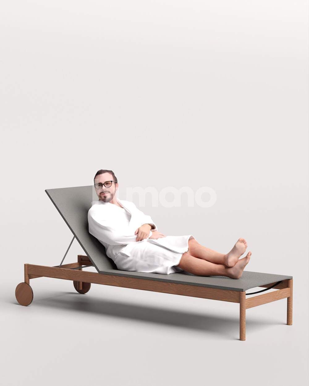 Humano Man in bathrone lying on sunbed Spa -2508-058-7659 3D model_5