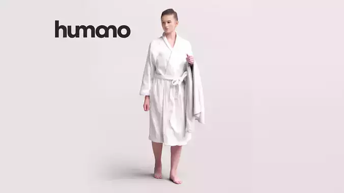 Humano Woman walking in bathrobe with towel Spa -2508-046-3988 3D model