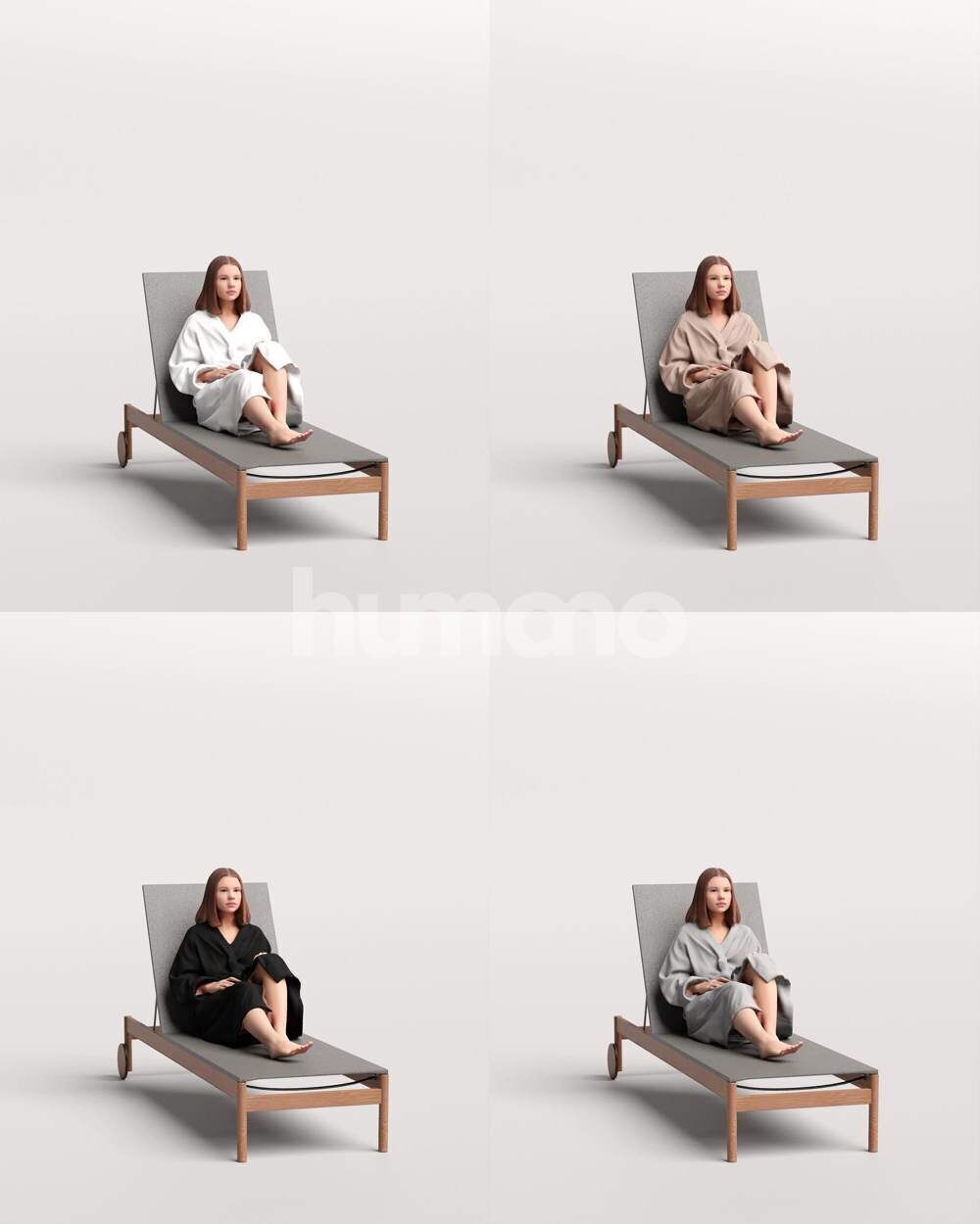 Humano Woman in bathrobe lying on sunbed Spa -2508-045-3795 3D model_2