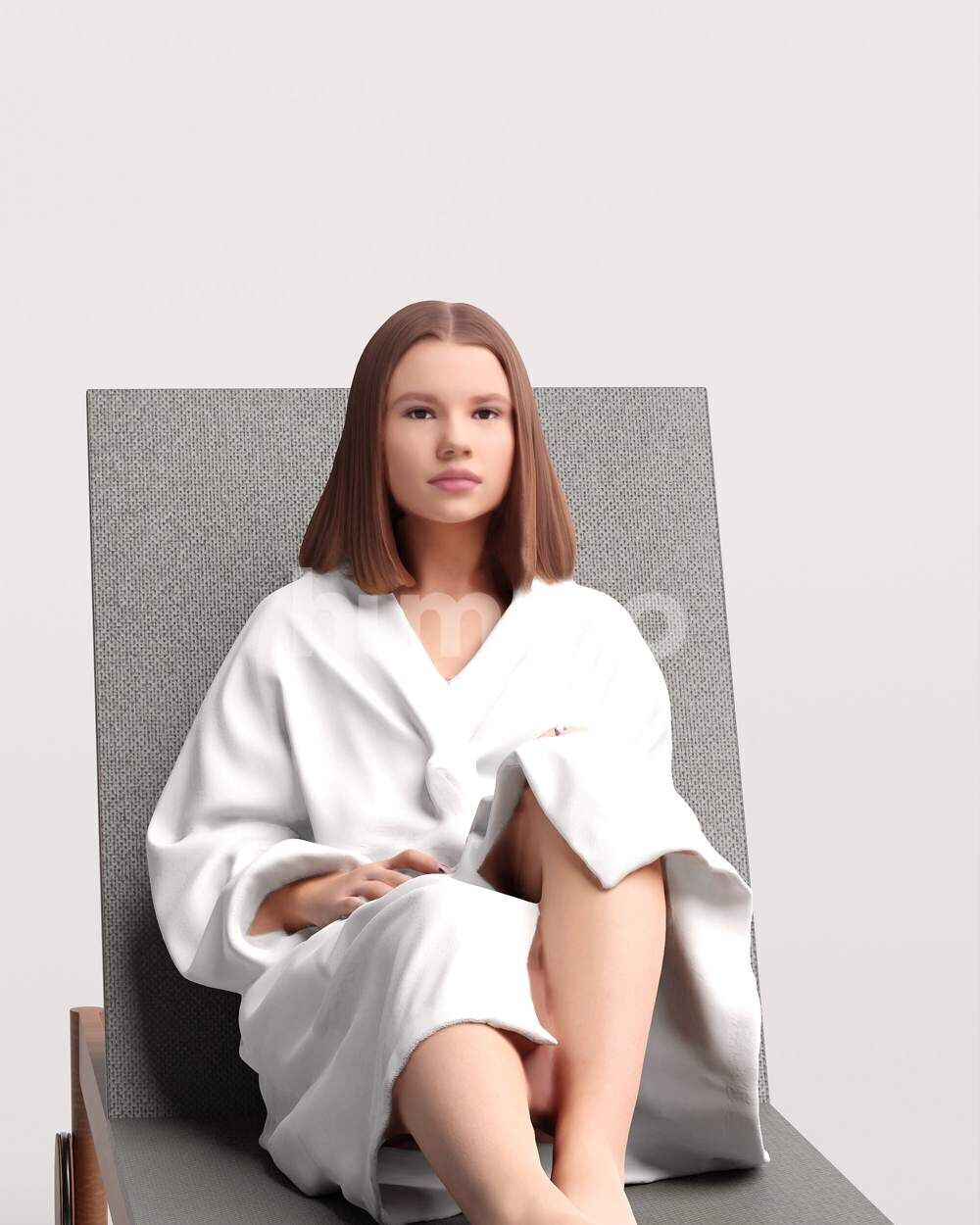 Humano Woman in bathrobe lying on sunbed Spa -2508-045-3795 3D model_9