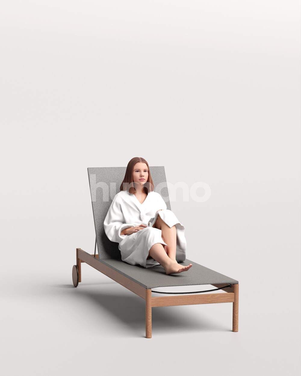Humano Woman in bathrobe lying on sunbed Spa -2508-045-3795 3D model_4