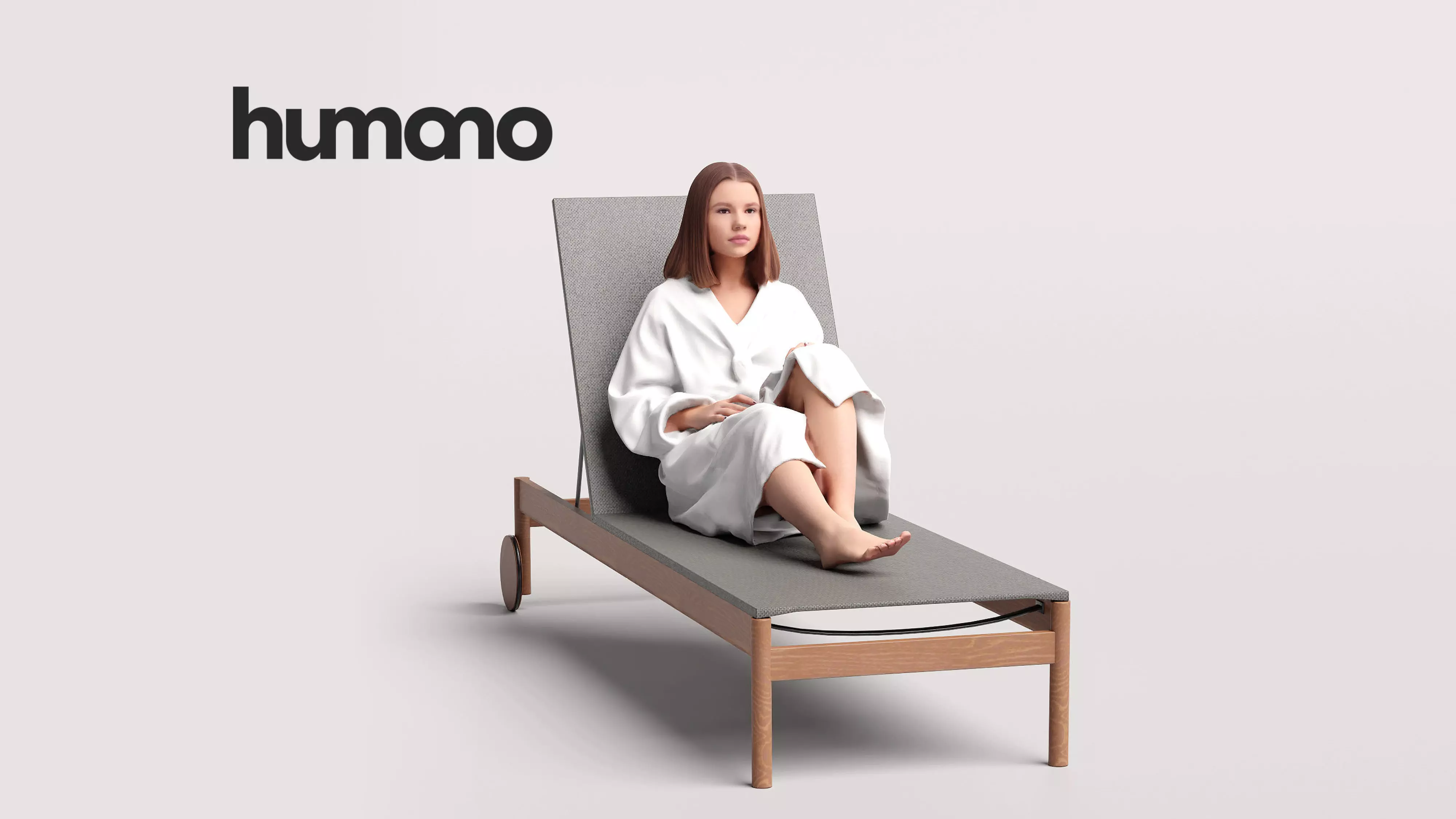 Humano Woman in bathrobe lying on sunbed Spa -2508-045-3795 3D model_0