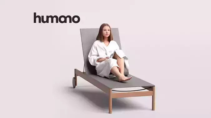 Humano Woman in bathrobe lying on sunbed Spa -2508-045-3795 3D model