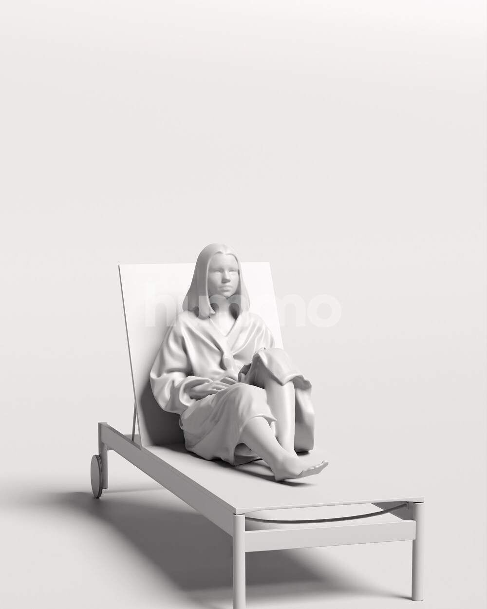 Humano Woman in bathrobe lying on sunbed Spa -2508-045-3795 3D model_3