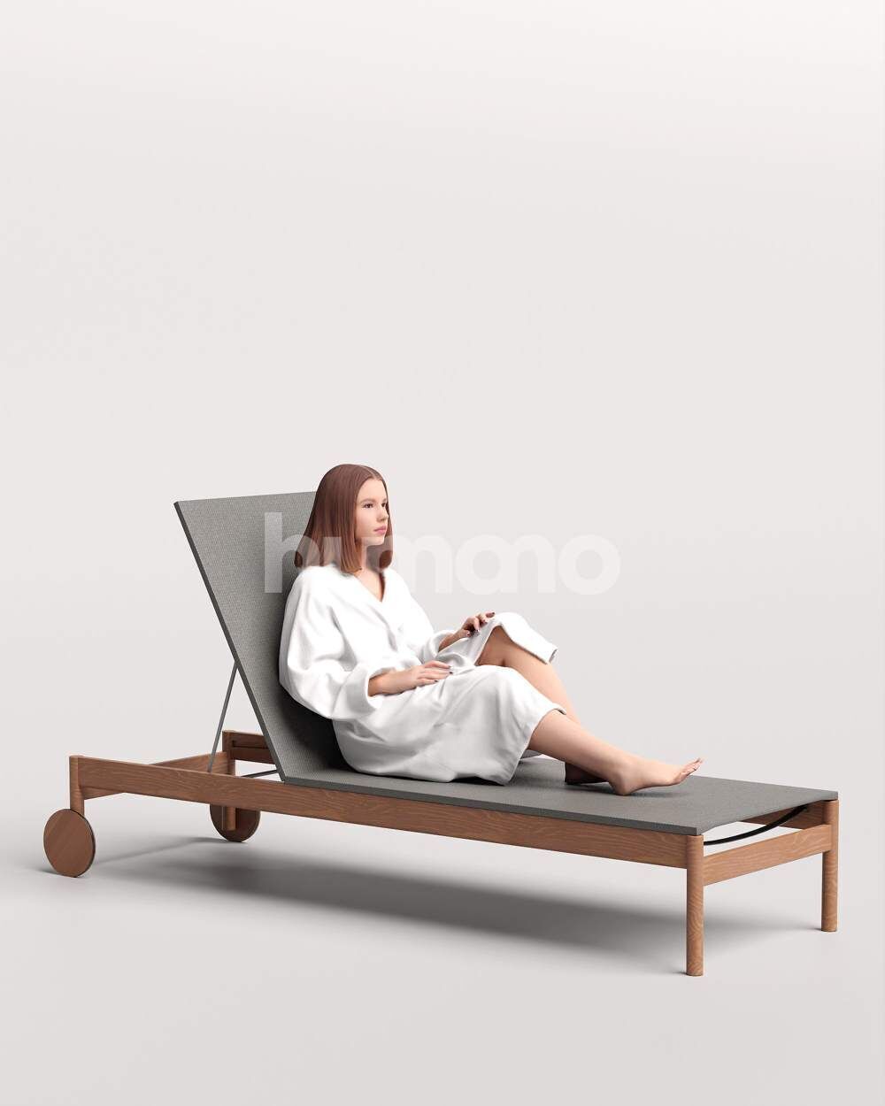 Humano Woman in bathrobe lying on sunbed Spa -2508-045-3795 3D model_5