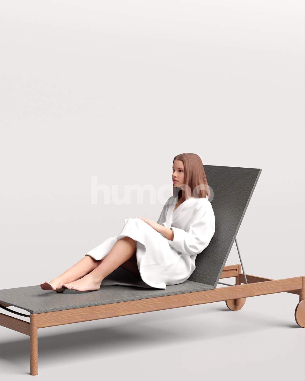 Humano Woman in bathrobe lying on sunbed Spa -2508-045-3795 3D model_8