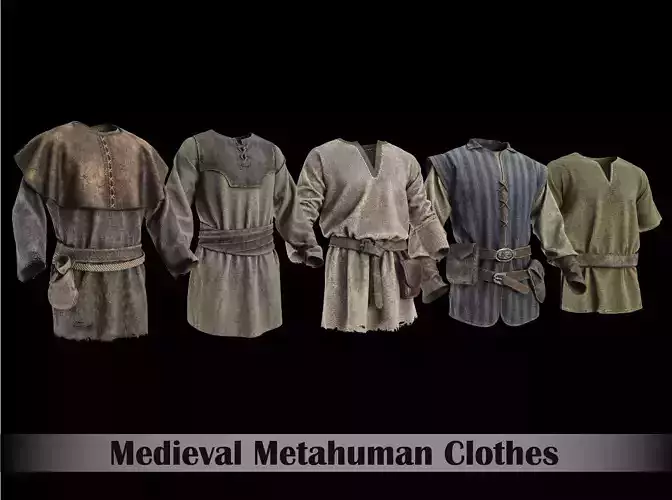 Rigged Medieval Metahuman Clothes  