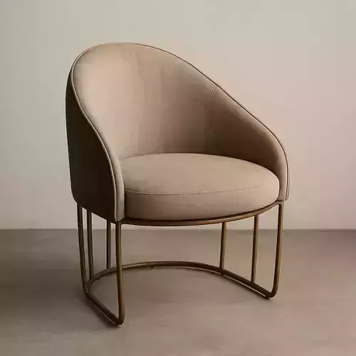 Modern Beige Accent Chair with Metal Base