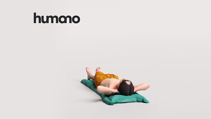 Humano Man lying on a mattress in a pool -2509-041-5190 3D model