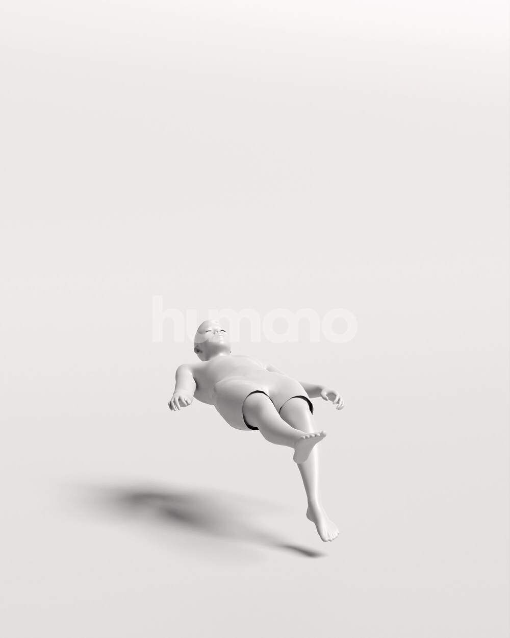 Humano Man swimming on back in a pool -2509-040-2984 3D model_4