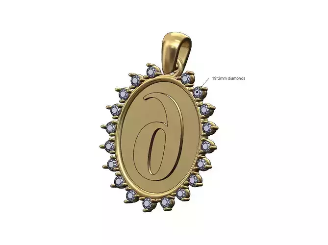 Oval D initial letter diamond pendant charm